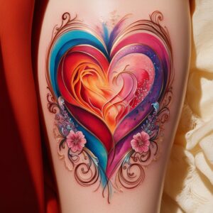 heart flower tattoo designs