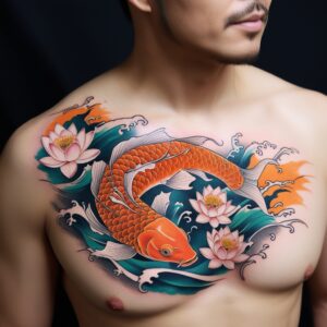 japanese koi fish with lotus flower tattoo designs