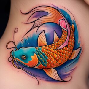 koi fish with lotus flower tattoo designs