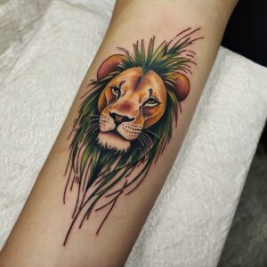 lion with a crown tattoo designs