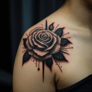 mens black rose tattoo