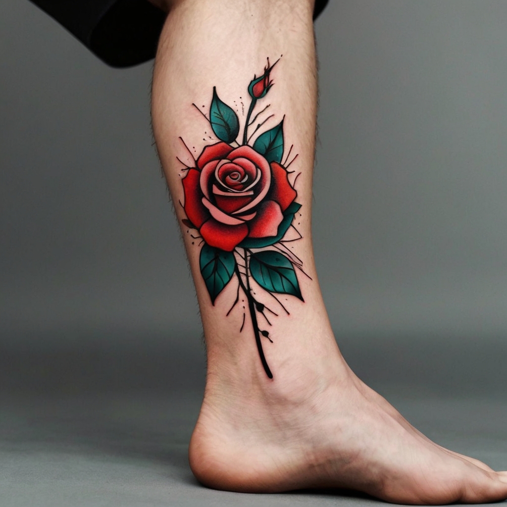 mens rose tattoo ideas