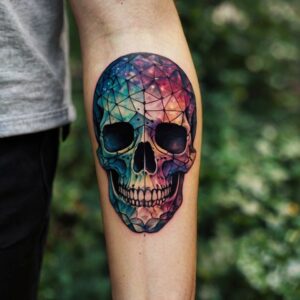 mens skull forearm tattoos