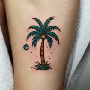 minimalist palm tree tattoo