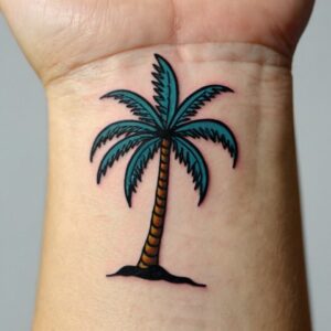 palm tree tattoo ankle