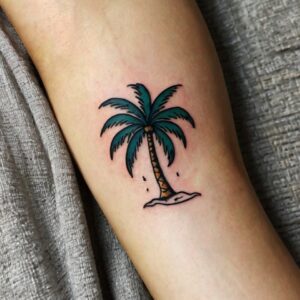 palm tree tattoo sunset