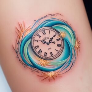 rose and clock tattoo designs