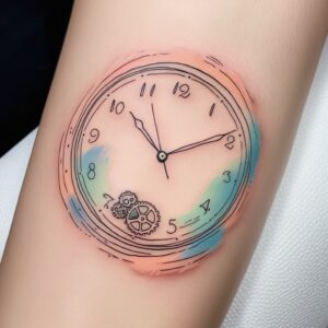 skull and clock tattoo designs