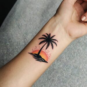 small palm tree tattoo outline