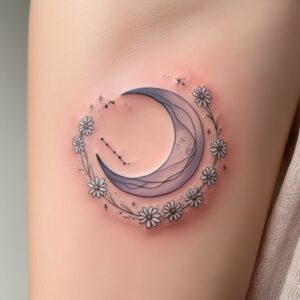 sun and moon design tattoo