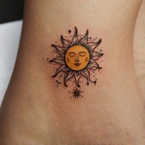 sun rays and clouds tattoo design