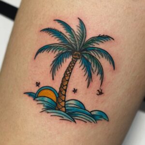 sunset palm tree tattoos