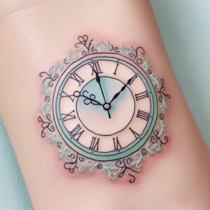 unique lion clock tattoo designs