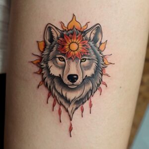 wolf and dreamcatcher tattoo designs