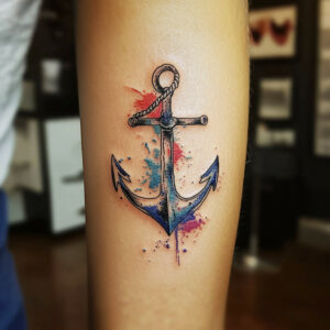 anchor with compass tattoo