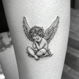 black cherub tattoo