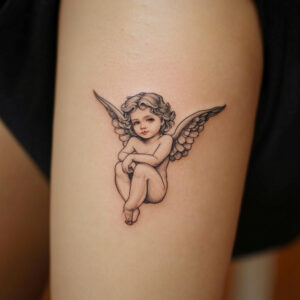 tattoo cherub drawing