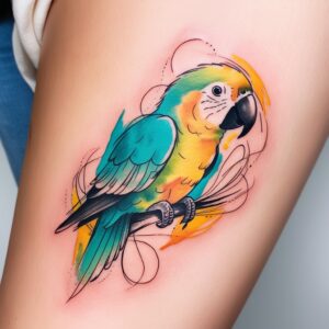 feather with birds tattoo design