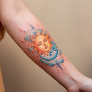 half moon and half sun tattoo