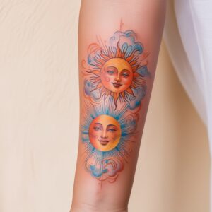 half moon and sun tattoo