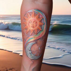 half sun and moon tattoo