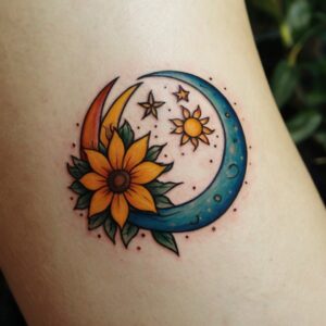 moon and sun matching tattoos