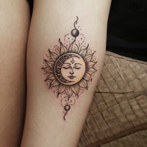 simple sun and moon tattoo