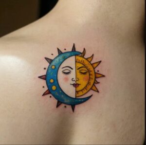 small sun and moon tattoo