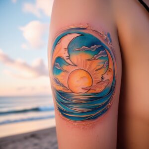 sun and moon tattoo simple