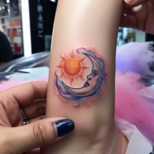 sun and moon tattoo small