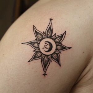 sun and moon tattoo stencil