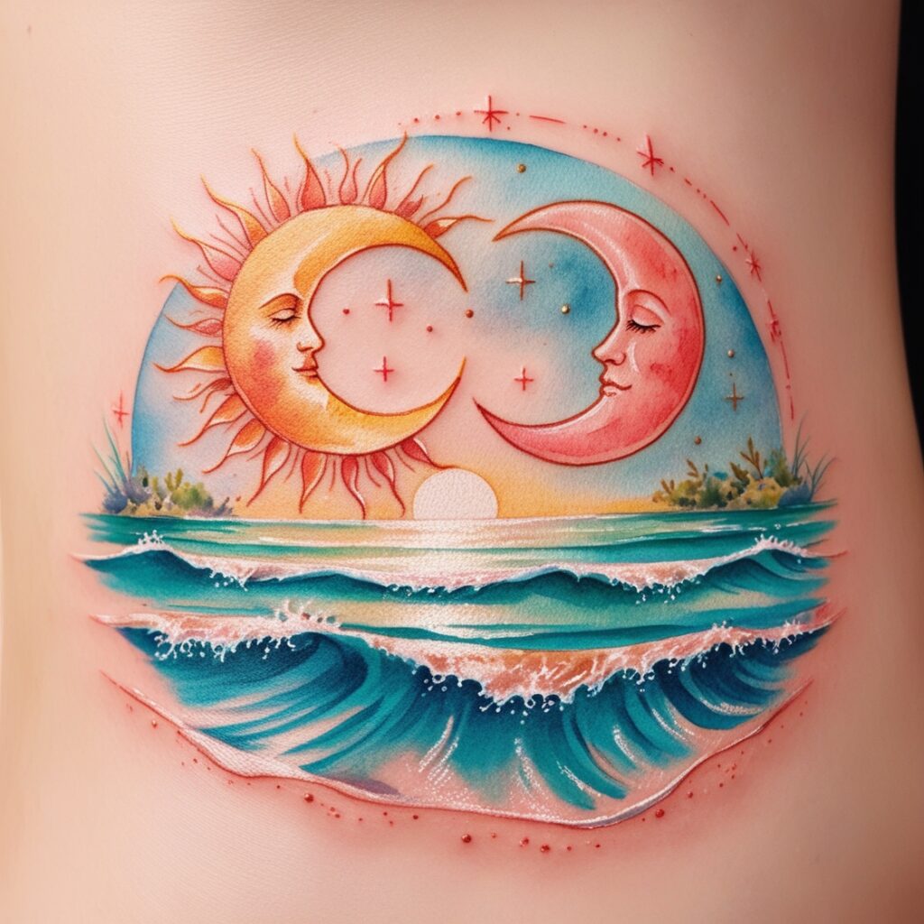 tattoo star moon and sun