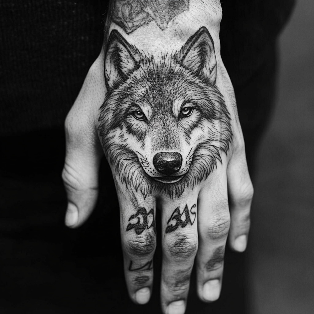 traditional wolf tattoo design