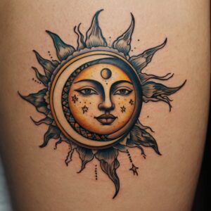 unique sun and moon tattoos