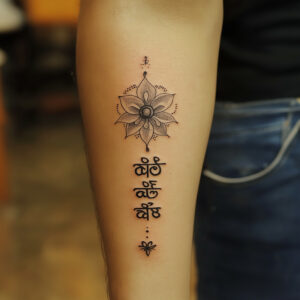 vertical sanskrit tattoo