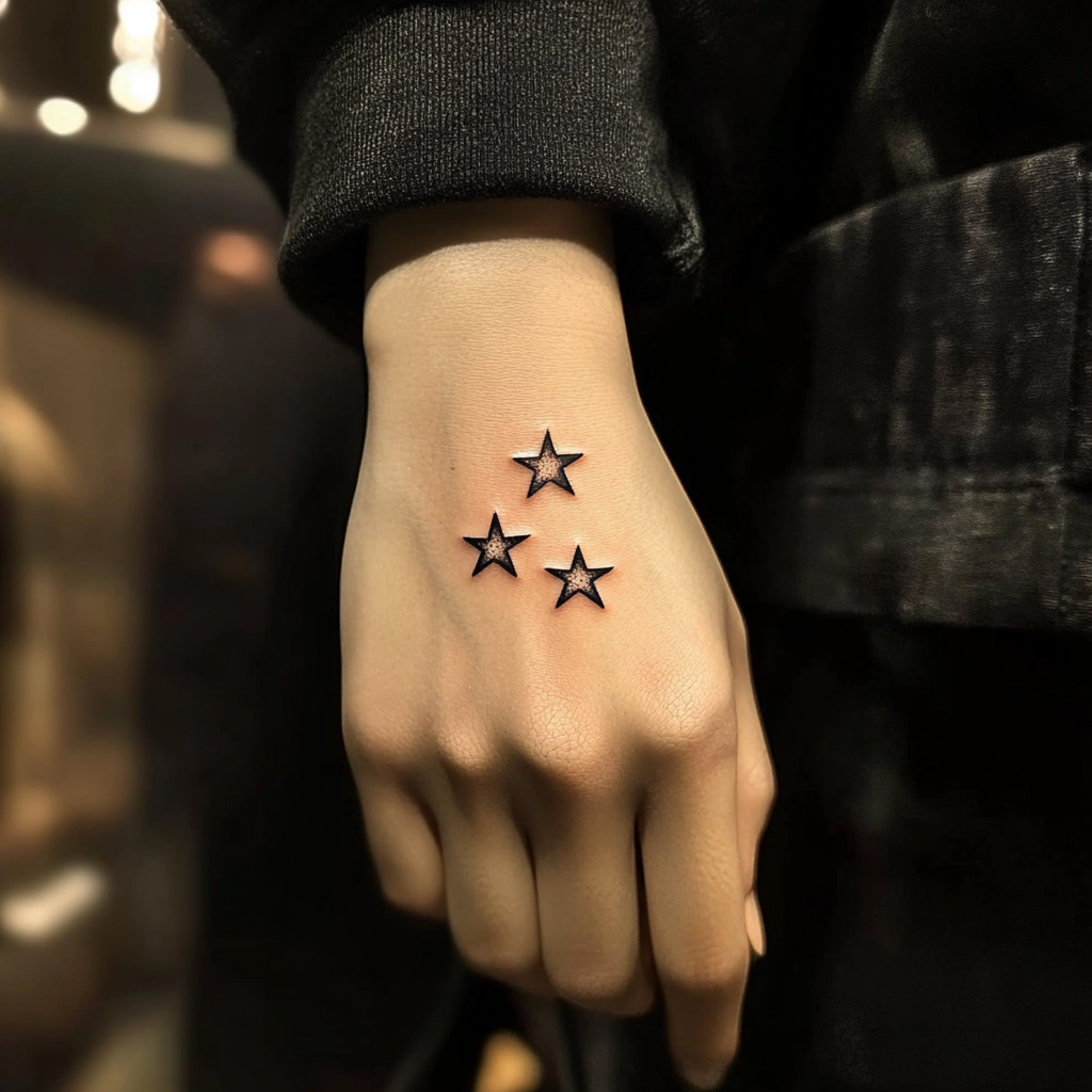Three star tattoo designs on hand | Tattoo Designs World