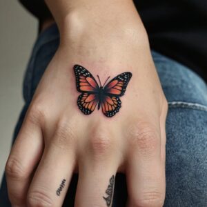 3d butterfly tattoo on hand for girl