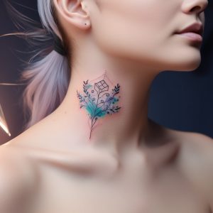 Attractive front neck tattoo designs female