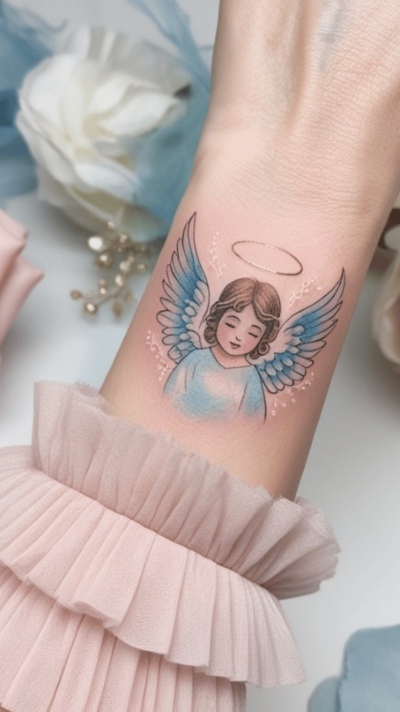 baby angel tattoo