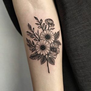 black and white lily flower tattoo