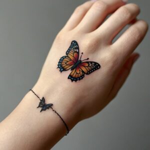 butterfly tattoo on hand for girl with name