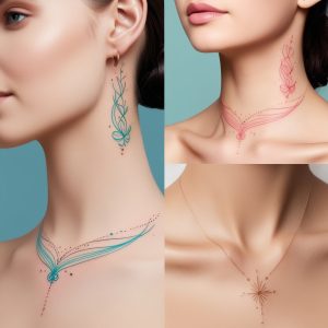 classy womens front neck tattoos