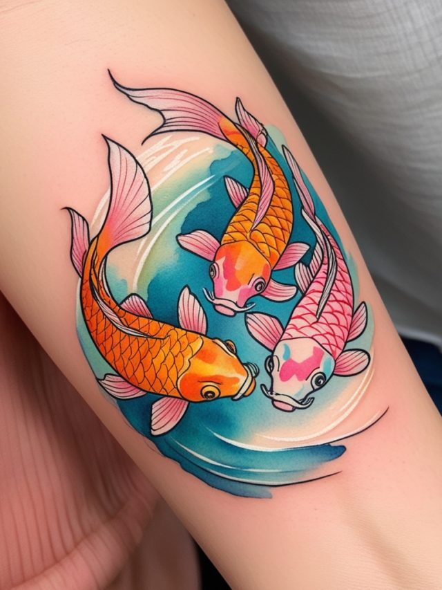 Colored koi fish tattoo design