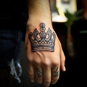 crown tattoo on hand