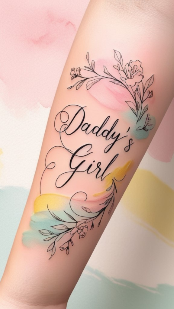 daddy's girl tattoo on wrist and hand