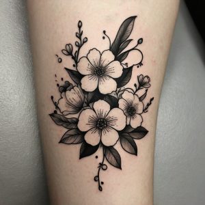 daisy flower tattoo black and white