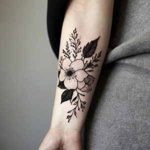 february birth flower tattoo black and white