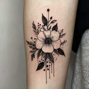 flower black and white tattoo