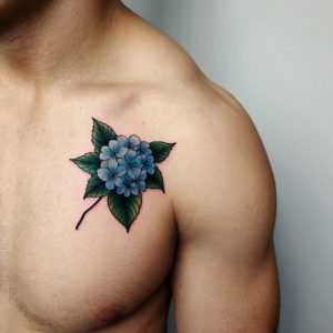 flower chest tattoo male