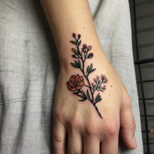 flower hand tattoos for females